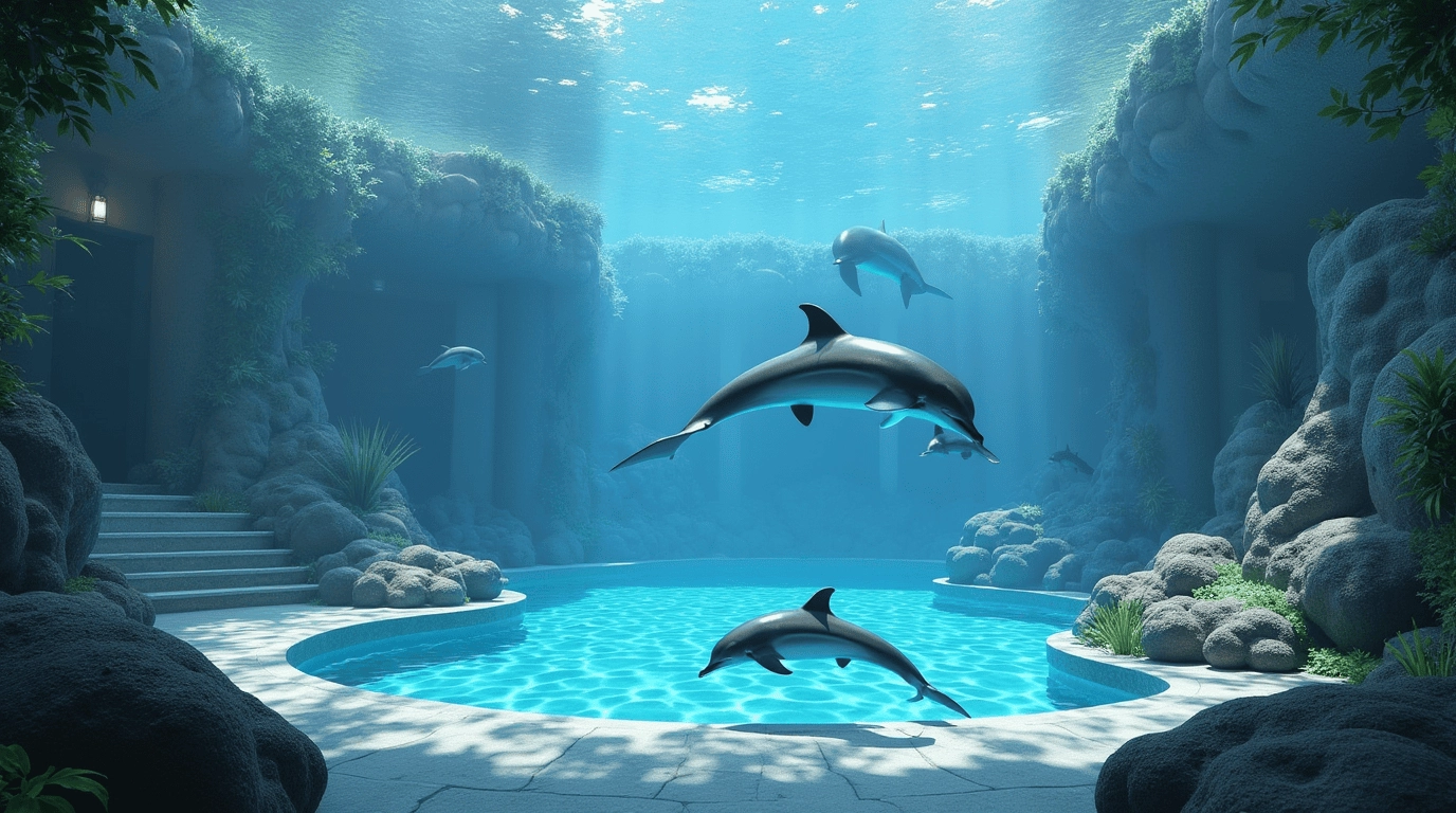 Дизайн проект дельфинарий в стиле минимализм