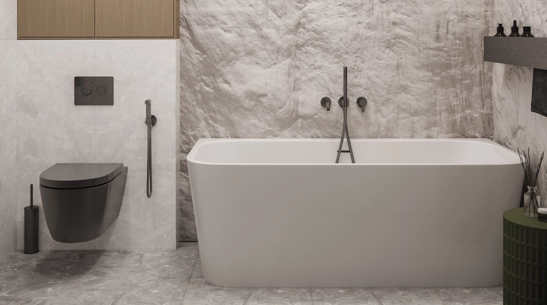 Дизайн проект мастер санузла в стиле минимализм