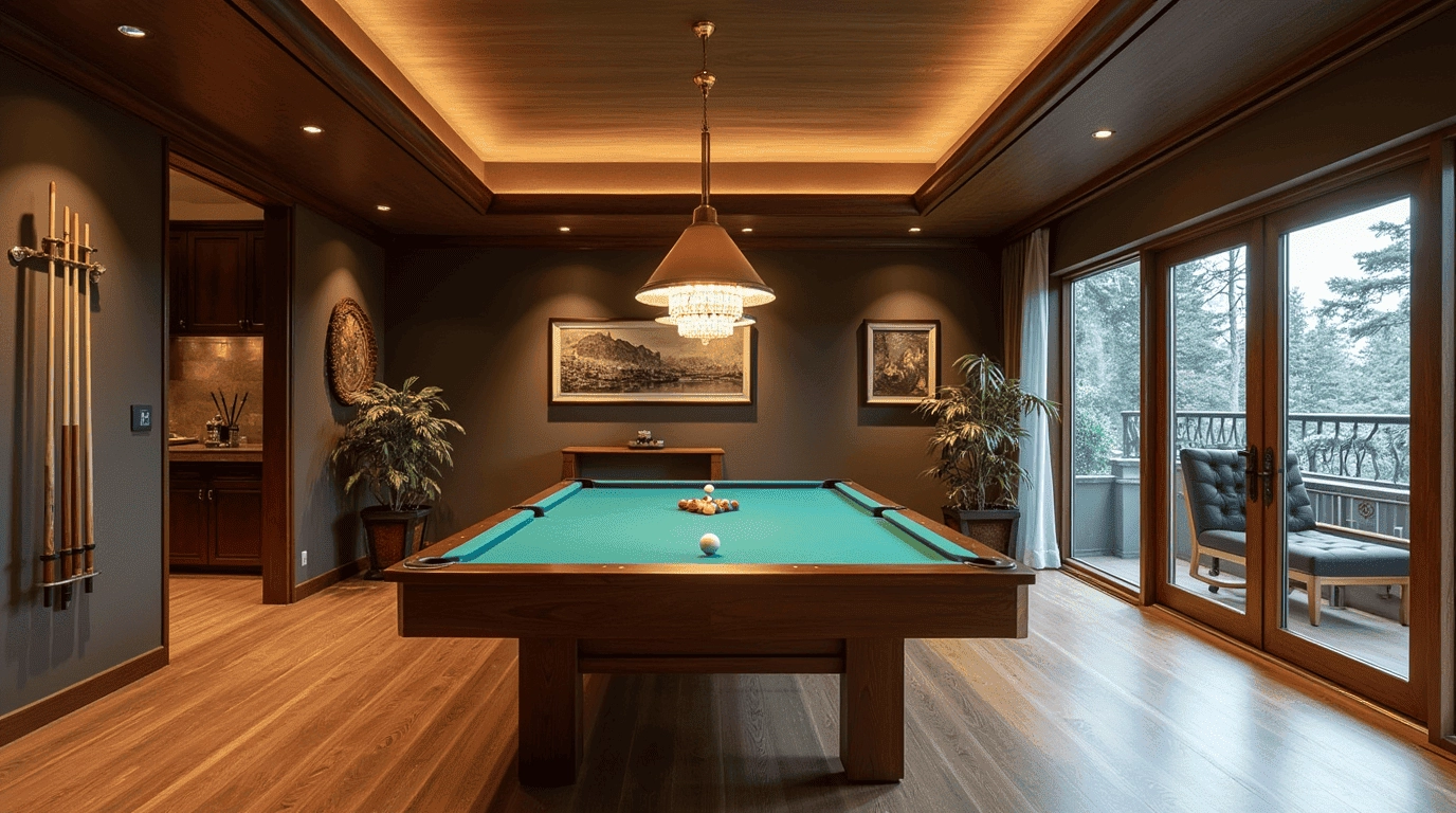 Дизайн проект бильярдный зал в стиле минимализм