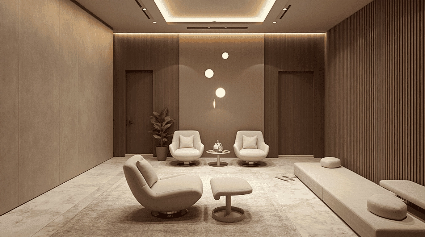 Дизайн проект центр релаксации в стиле минимализм