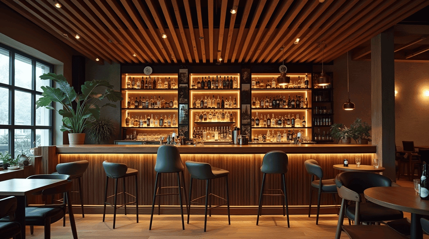 Дизайн проект лаундж-бара в стиле минимализм