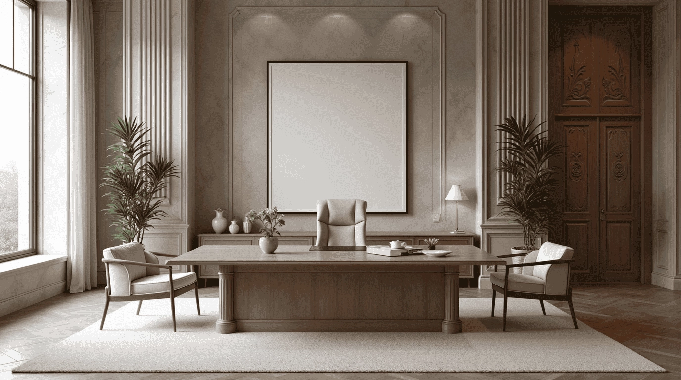 Дизайн проект рабочего пространства в стиле неоклассика