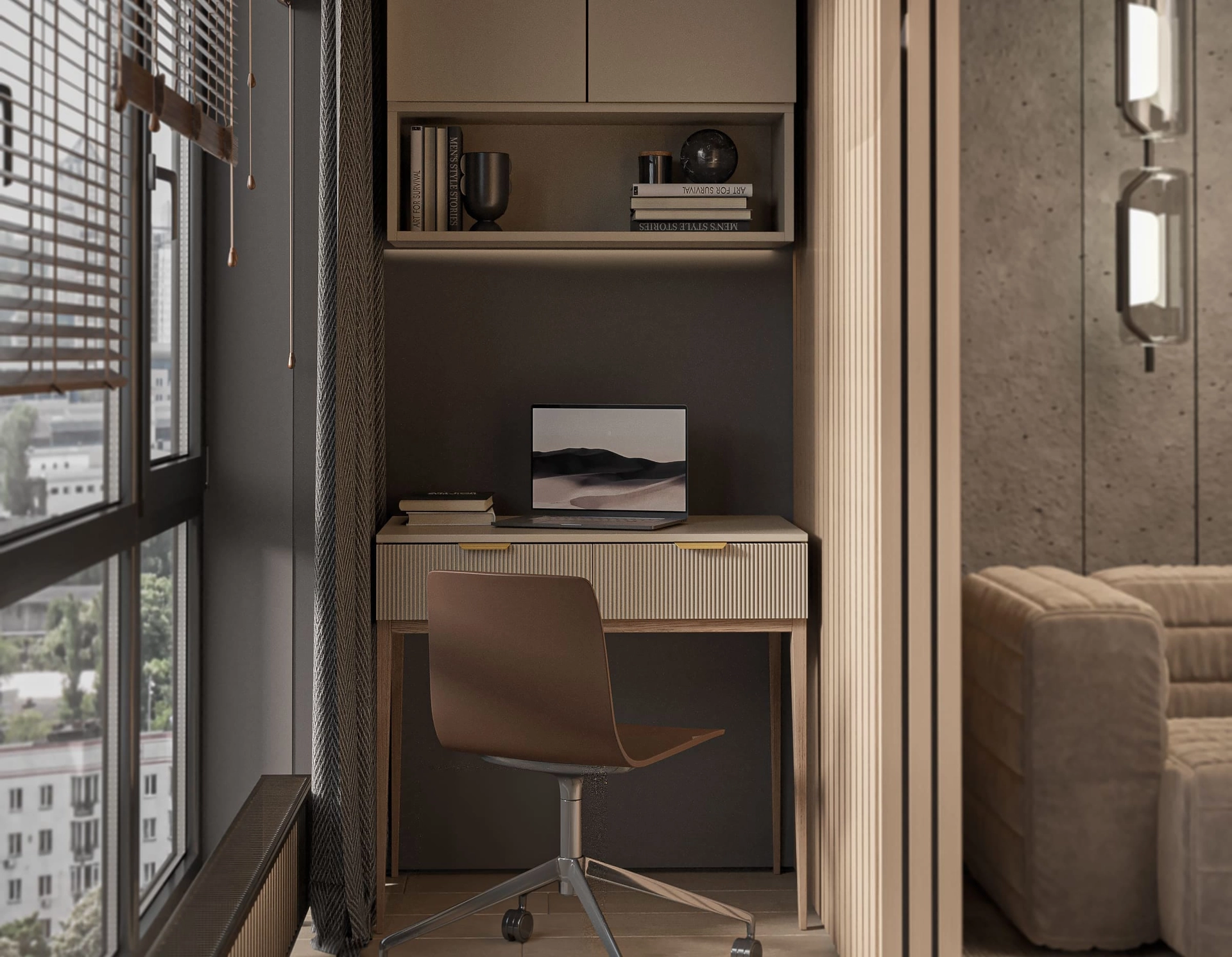 Дизайн проект лоджии в стиле неоклассика