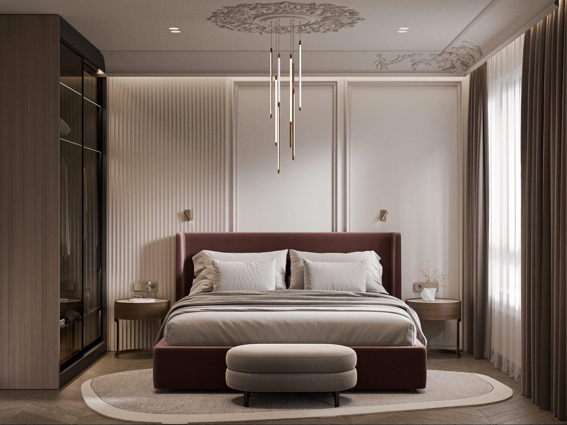 Дизайн проект спальни в стиле неоклассика