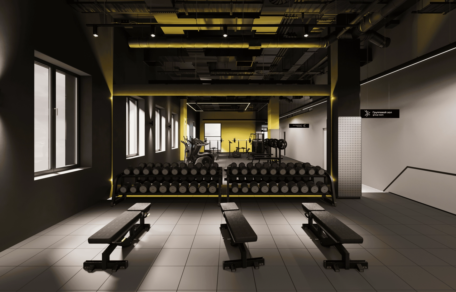 Дизайн проект фитнес-клуб в стиле минимализм