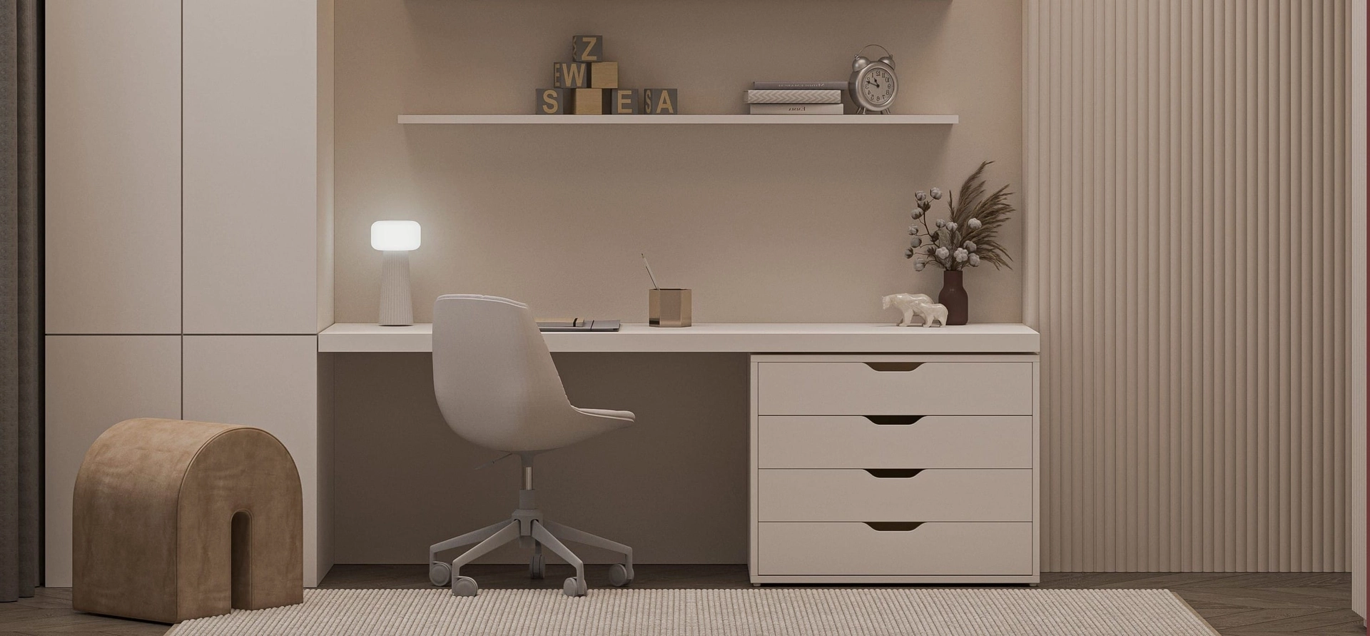 Дизайн проект спальни для подростков в стиле минимализм