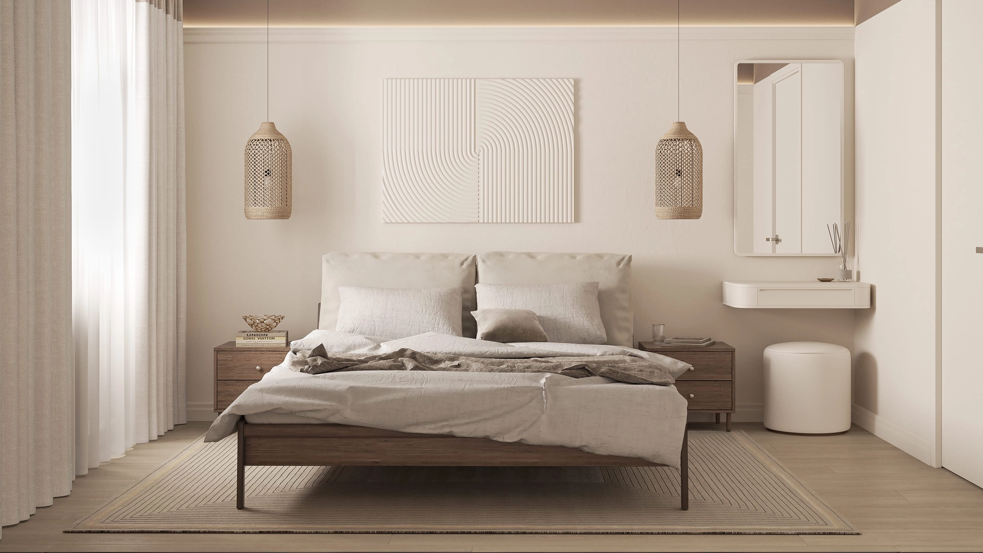 Дизайн проект спальни в стиле минимализм