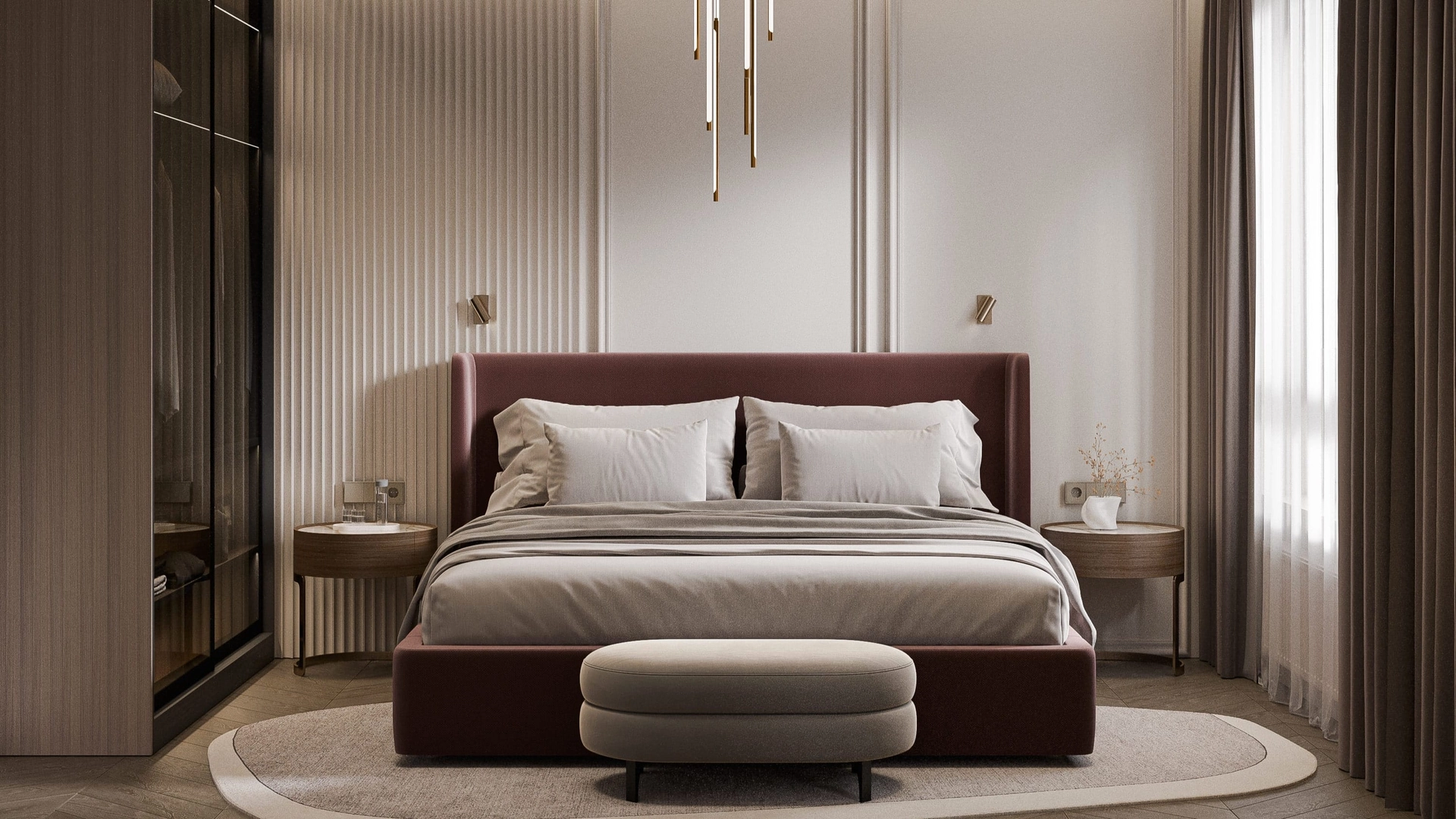 Дизайн проект мастер спальни в стиле минимализм