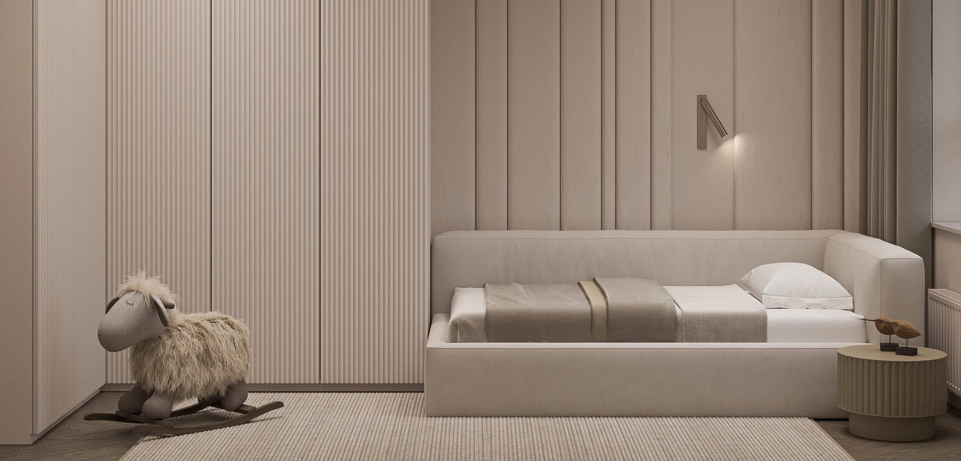 Дизайн проект детской спальни в стиле минимализм